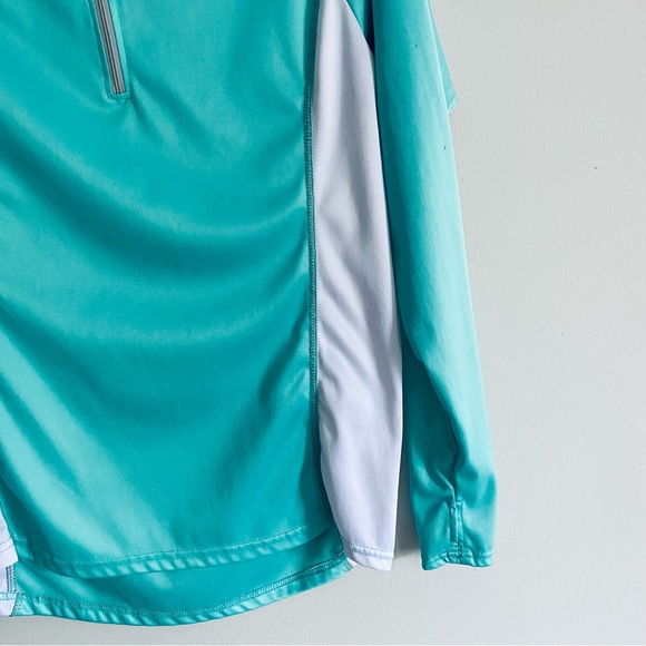 Women's Turquoise Quarter Zip Long Sleeve Pullover Athletic Top Size Large - Picture 4 of 5